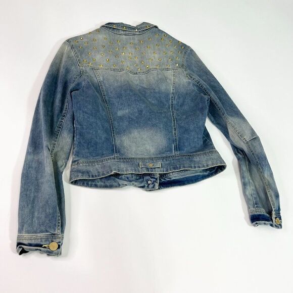 Romeo & Juliet Couture Womens Blue Collared Long Sleeve Denim Jacket Size Medium - Picture 2 of 8